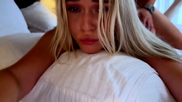 Alluring blonde teen lets herself be fucked by stepbro