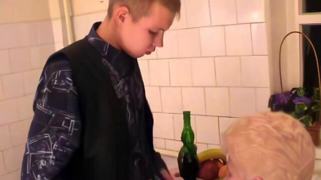 Russian granny Margo fucked in the kitchen with a boy ft. Margo 68 Y.O.: Porn