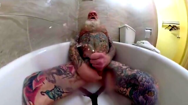 Inked Stepdaddy Bear Solo - Cock Massage, Prostate Toy, Piss