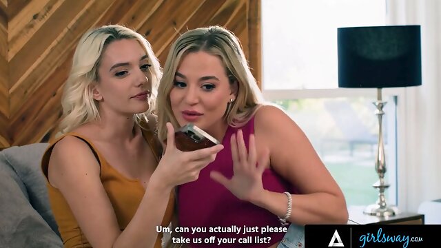 Girlsway - big boobed blonde wives Kenna James & blake blossom have aggressive spunky xxx during a survey