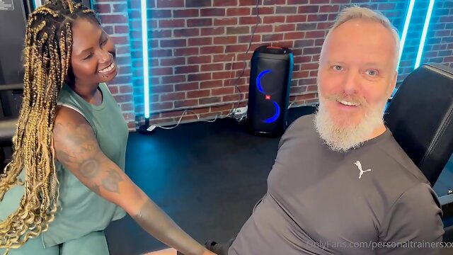 Busty Ebony Mesmerizes with Intense Gym Threesome Passion