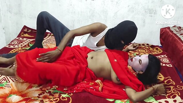 Red Saree Wearing Bhabhi plumbing with Cowgirl pose and doggy Style