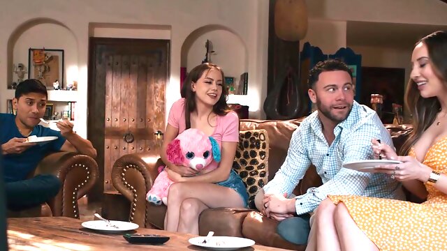 Two cute girls are not enough for a man in this steamy group scene.