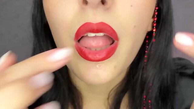 Sexy Tongue Hot Red Lips ASMR Closeup Spit Fetish: Babe, Milf  Brunette Porn