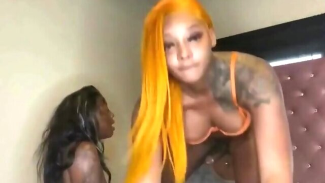 Hot thick ebony trans impregnates her gf