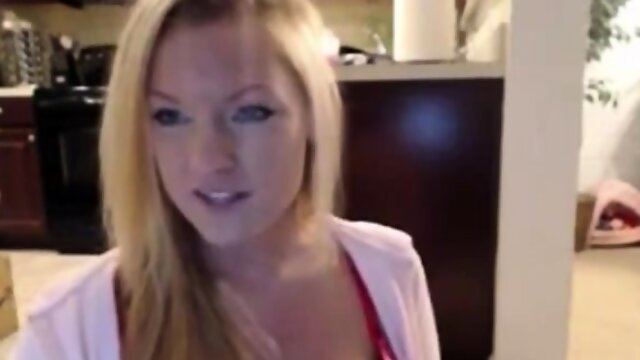 Blonde College Girl Shows Off Her Assets