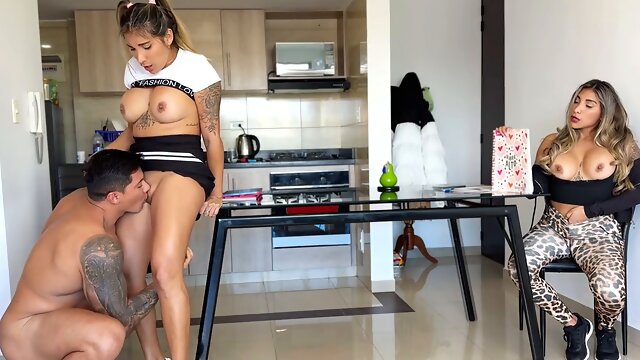 Cheating husband gets wild with his sister-in-law right in front of his wife while she enjoys the show!