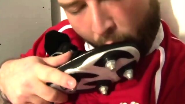 Footballer Bear and Coach Have Fun In the Locker Room