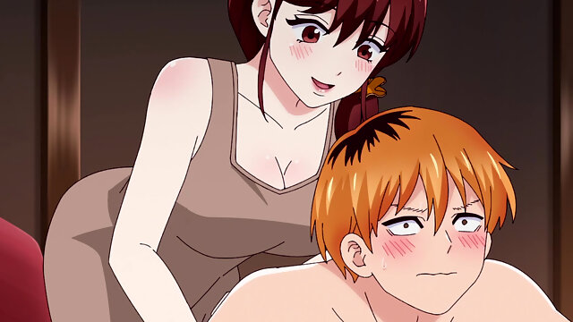Busty MILF rides a dick of a teen guy after hot oiled massage