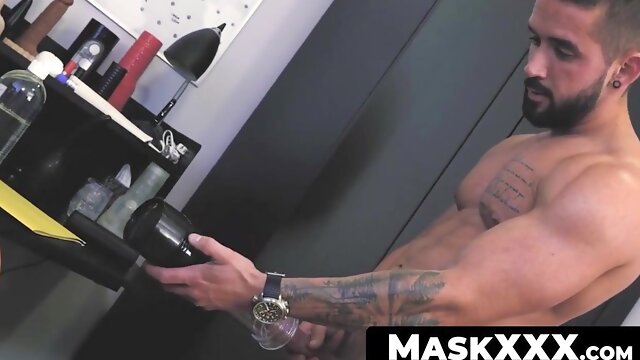 MaskXXX.com - Well-built guys fleshlights testing and wanking delight