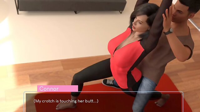 My sizzling stepsister poses for me while my hot stepmom gives me a kiss