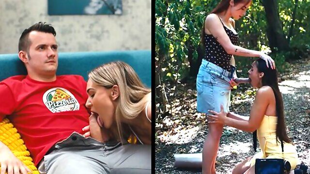 Shemale Surprises Girl, Futa Hardcore, Blowjob, Freeze