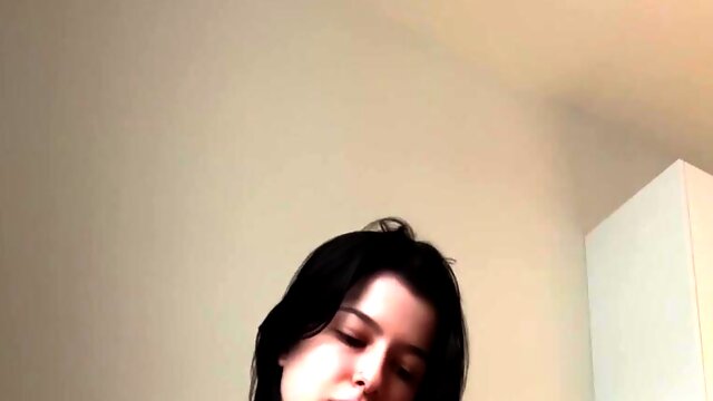 Hot brunette cutie decides to stretch her slutty asshole with her giant glass dildo