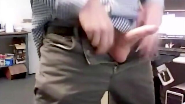 Dad strokes cock at the office 3 5