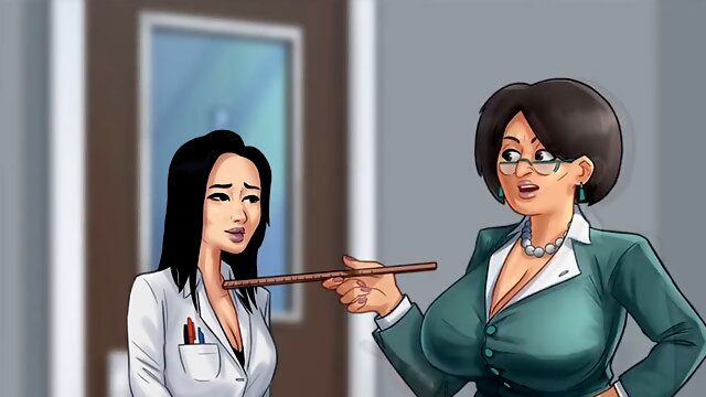 Hot teacher Miss Okitas steamy moments - Summertime Saga cartoon compilation