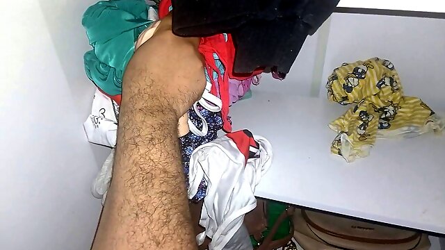 Handjob using my wifes friends panties