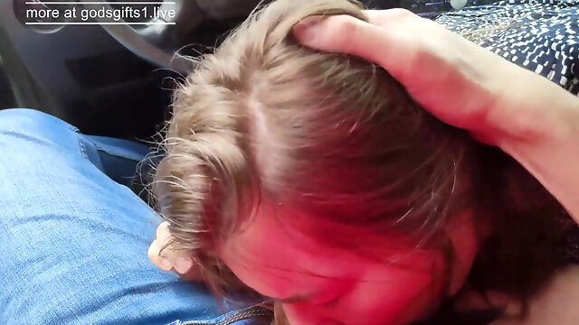 Cum In Mouth Car, Blowjob Car, Voiture, Sperme Dans La Bouche, Amatrice