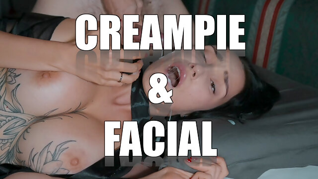 Step Stepmom Waiting Husband, but Shares Bed with Step Stepson Till Huge Facial After Unexpected Cum Inside