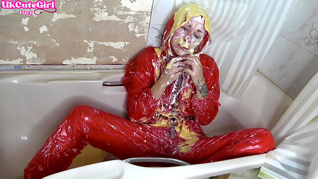 Slippery JOI in Pvc Catsuit: Cream, Custard & Cum Instructions