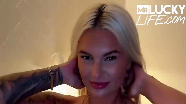 Busty Blonde Flaunts Massive Tits And Curves In Lace Lingerie Tease