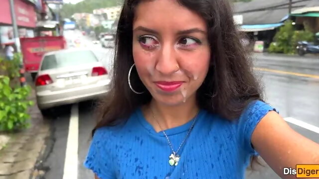 Step Sister Lost the Game and had to Go Outside with Cum on Her Face - Cumwalk