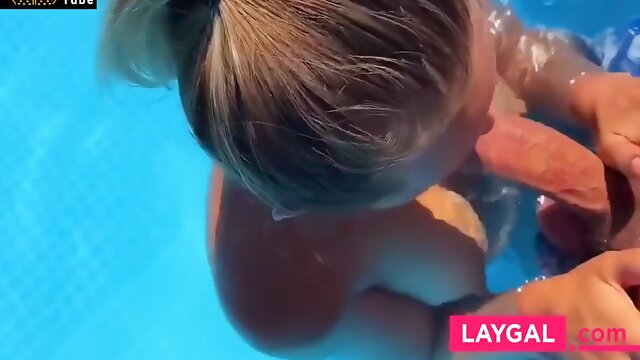 Skinny-dipper Milf Enjoys A Wild Poolside Romance