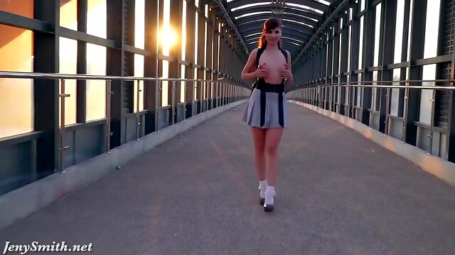 Jeny Smith And Jenny Lovely - Sexy & Lovely Jenny Passes Through Town To Show Off Her Perky Tits