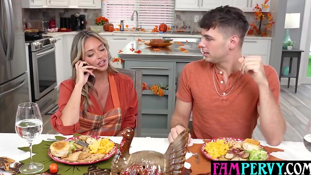 Kai Jaxon And Armani Black - Busty Latina Milf Stepmoms Sexy Thanksgiving Surprise For Stepson