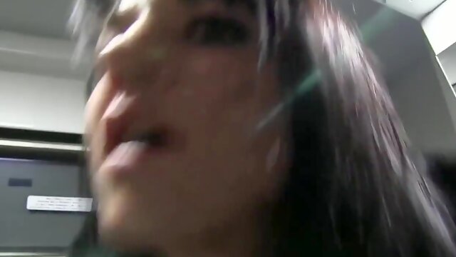 Ebony-haired Czech Hottie Sucking Prick In A Train