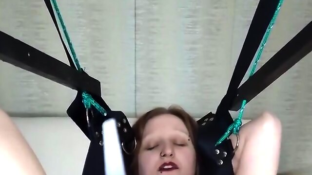 Hard Cross-fertilization With Syringe In The Love Swing