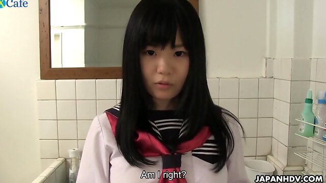 Aishiro Sayaka And Sayaka Aishiro In Lovely Japanese Coed Gal Stands On Knees To Give A Nice Blowjob