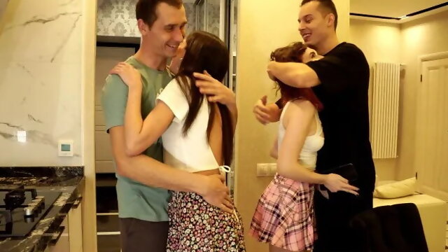 Swapping Couples - Horny Swingers Swap Wives and Fuck on the Same Bed