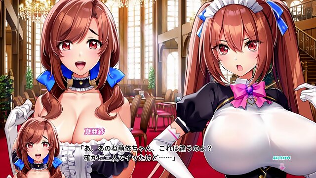 Sexy maid with ginormous tits in gloves and stockings goes through training