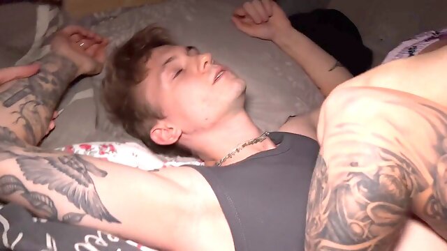 Tattoo youngster Gets pummeled Hard And Rough By Daddy And Buddies After Club