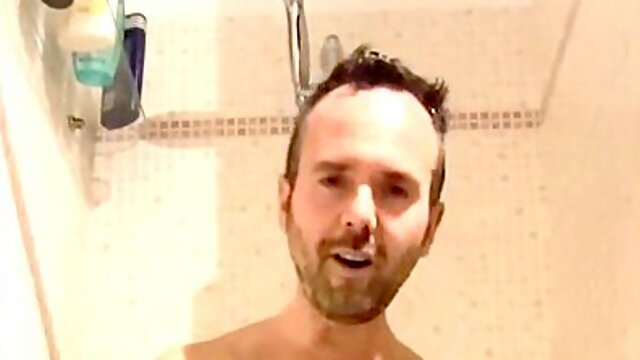 Guy in white briefs enjoying a shower piss session