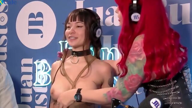 Fit Busty Latina Chick Tries Not To Moan In Microphone Riding A Sybian And Getting Her Body Teased - Lia Sweet, Juan Bustos And Catalina Betancurv