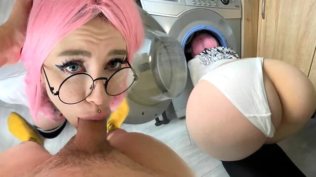 My Stupid Step-sister got Stuck in the Washing Machine and I Fucked Her