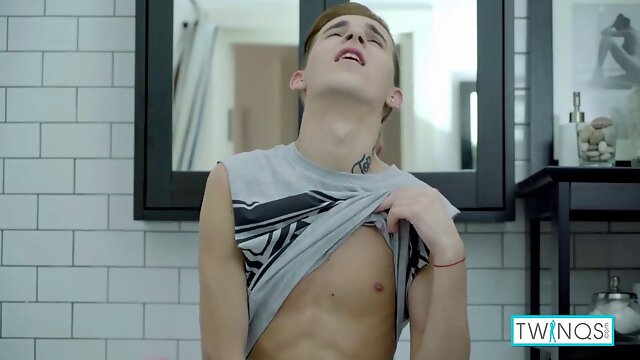 Horny Blonde William B Takes A douche And jacks His man meat!