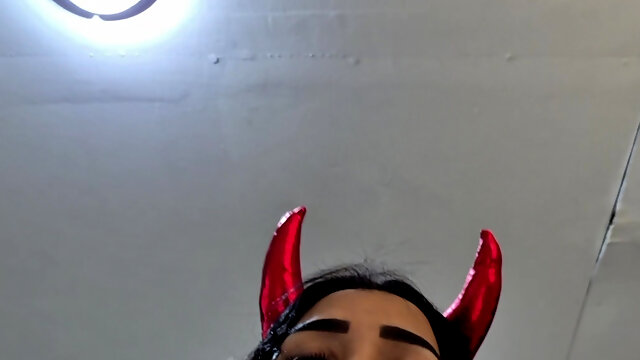 My Girlfriend Dressed in Devils for Halloween Sucks My Big Cock and Then We Fuck.