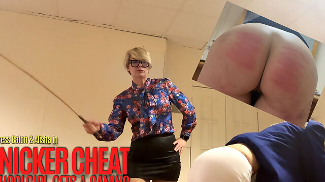 Knicker Cheat Schoolgirl Gets a Caning