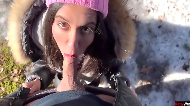 Snowy Winter And Katty West In I Let A Stranger Cum In My Pussy In A Winter Snowy Forest - Creampie