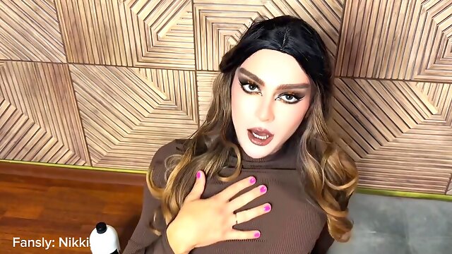 Amateur Crossdresser, Femboy Dildo, Big Cock, Shemale, Sissy, Ebony