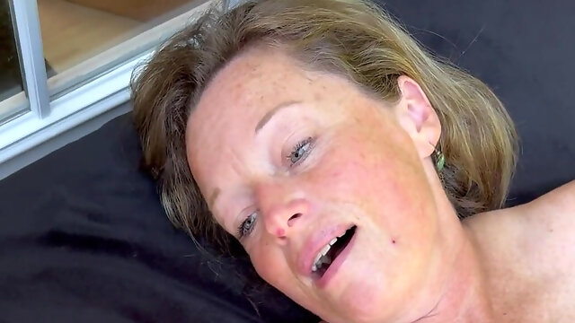 Freckled Sub Wife Cums Loud Outside, Tastes Her Pussy on Daddys Hard Cock, Doggy and Suck