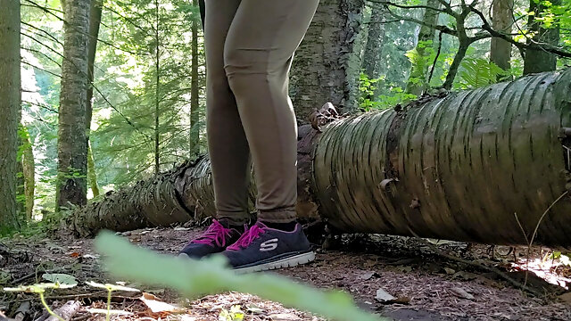 Hiker Pees on a Log