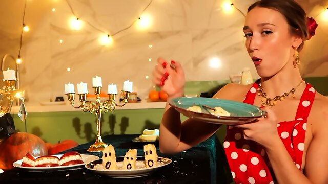 Pink labia close up of naive brunette