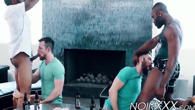 Black Studs Fuck With Their Hairy Loves In A Wild Foursome