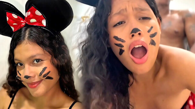 Minnie Mouse Wanted to Eat Cheese but Ended up Eating a Cock with Her Pussy Fucked on Halloween