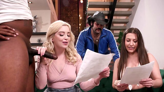 Black guy with big cock fucks skinny white chick Lexi Lore in intense interracial action.