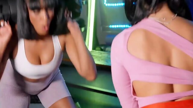 Fitness bedrooms Big Ass Big Tits black latin and Lexi Dona fitness threesome