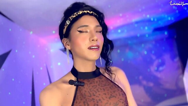 Shemale Explosive Cum, Ladyboy Orgasm, Lavaltly, POV